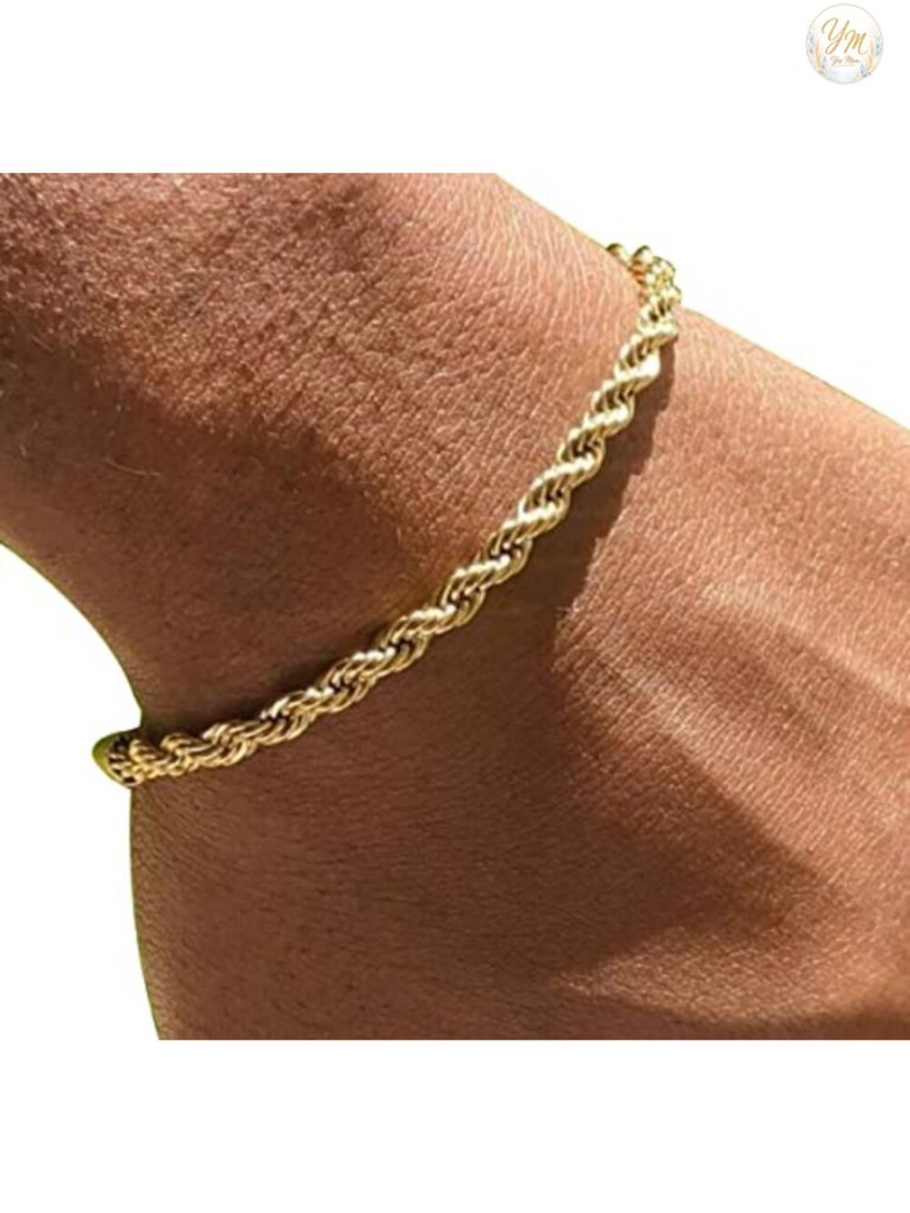 Gold Plated Cuff Chain Bracelet Men Women Italian Rope 4mm Stainless Steel